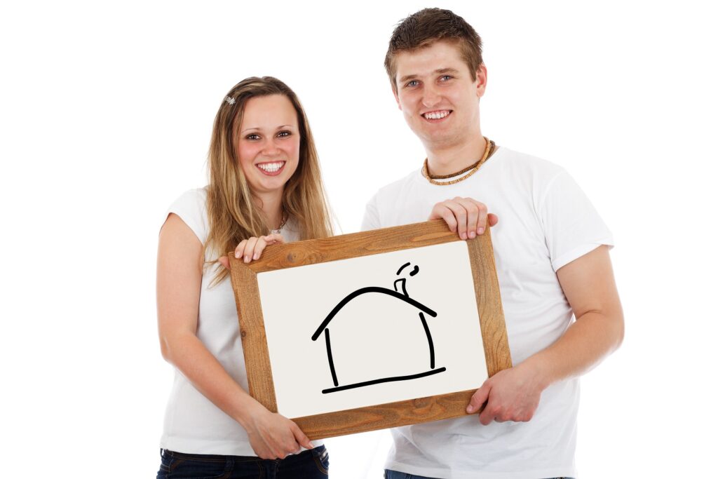 Young couple moving house